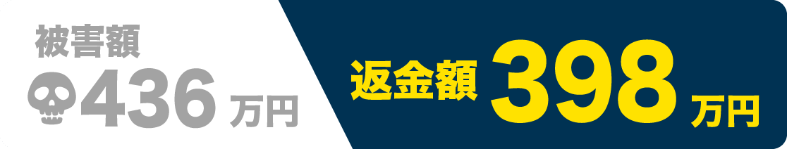 被害額436万円 返金額398万円